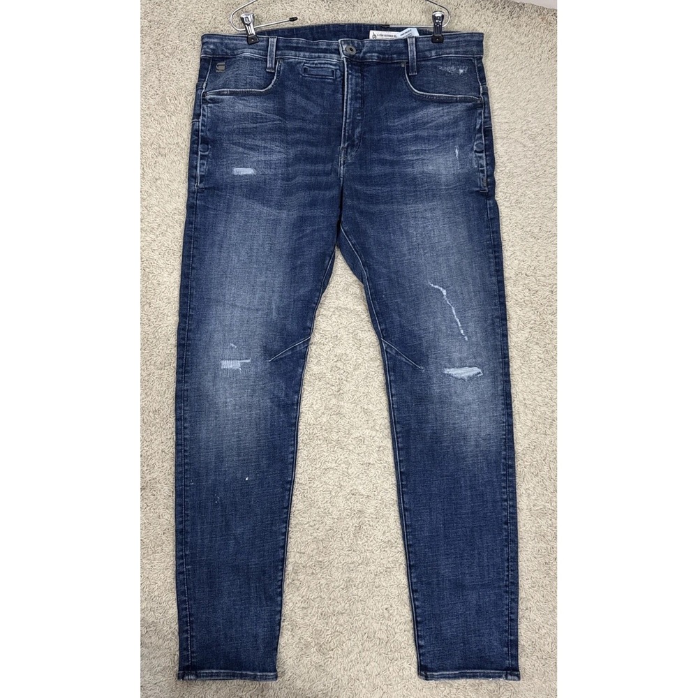G-Star Raw D Staq 3D Slim Jeans Men's 38x34 Distressed Denim Streetwear Hip-Hop - Picture 8 of 16
